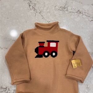 Mud Pie Toddler Sweater with Red Train Motif